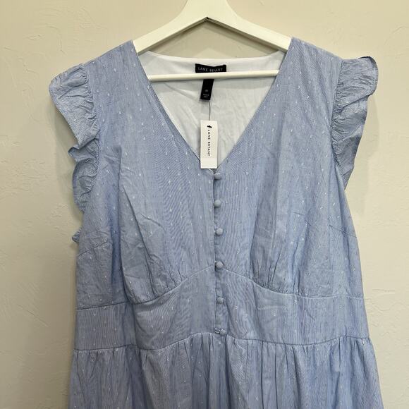 Lane Bryant Plus 22 Maxi Dress Cap Flutter Sleeve Flounce Hem Feminine Romantic - Picture 5 of 16